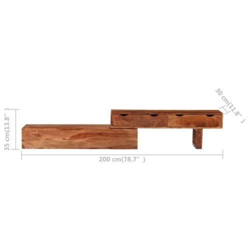 TV Cabinet Brown 200x30x35cm Solid Wood Sheesham - Image 10