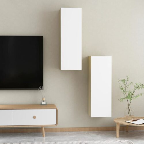 TV Cabinets 2pcs White Sonoma Oak 30.5x30x90cm Engineered Wood - Image 10