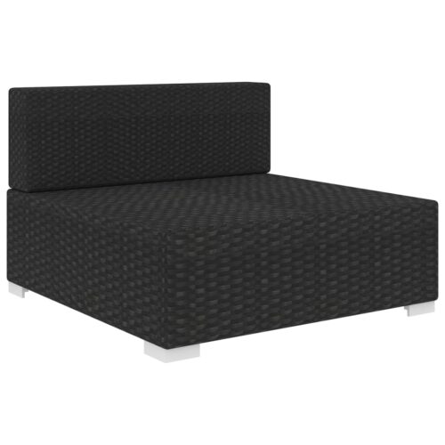 Sectional Middle Seat 1 pc with Cushions Poly Rattan Black - Image 2