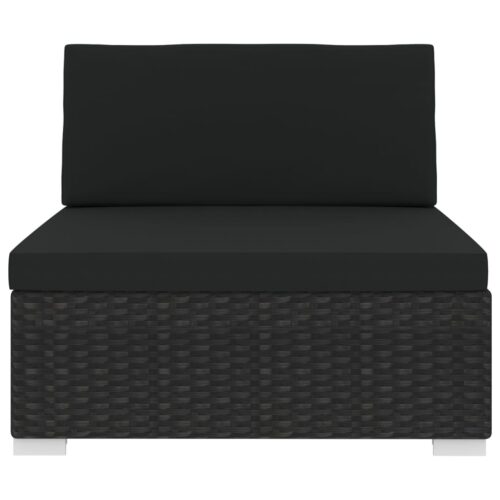 Sectional Middle Seat 1 pc with Cushions Poly Rattan Black - Image 3