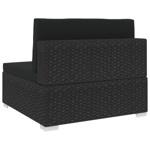 Sectional Middle Seat 1 pc with Cushions Poly Rattan Black - Image 4