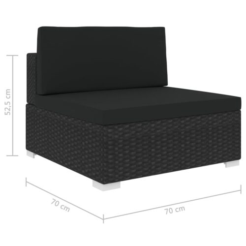 Sectional Middle Seat 1 pc with Cushions Poly Rattan Black - Image 5