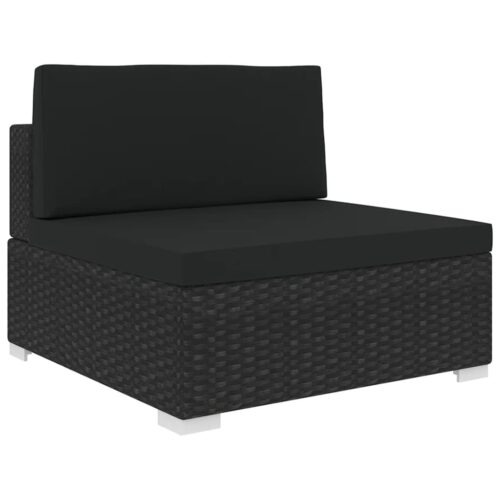 Sectional Middle Seat 1 pc with Cushions Poly Rattan Black - Image 12
