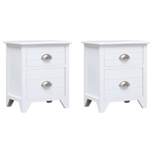 Nightstand 2pcs with 2 Drawers White - Image 2
