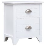Nightstand 2pcs with 2 Drawers White