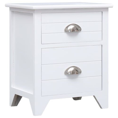 Nightstand 2pcs with 2 Drawers White