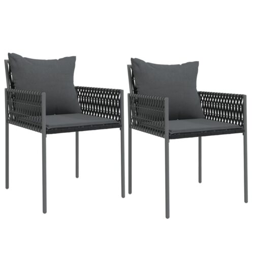 3-Piece Garden Dining Set with Cushions Poly Rattan Wicker Outdoor Patio Furniture Steel - Image 4