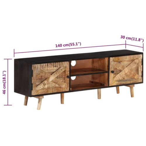 TV Cabinet 140x30x46cm Rough Mango Wood Solid Wood Acacia - Image 9