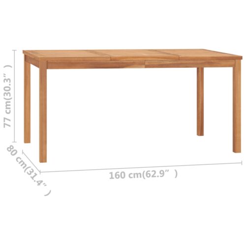 Garden Dining Table 160x80x77cm Solid Teak Wood - Image 7