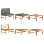 3-Piece Garden Lounge Set with Dark Grey Cushions Teak Wood