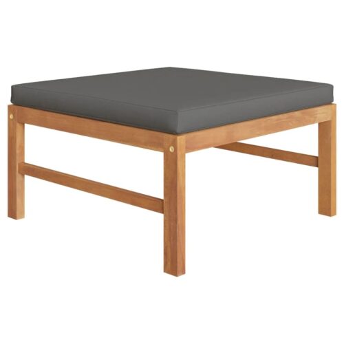 3-Piece Garden Lounge Set with Dark Grey Cushions Teak Wood - Image 4