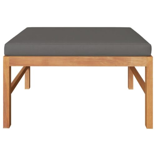 3-Piece Garden Lounge Set with Dark Grey Cushions Teak Wood - Image 5