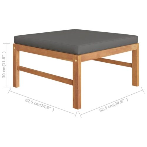 3-Piece Garden Lounge Set with Dark Grey Cushions Teak Wood - Image 9