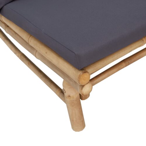 Garden Bench with Dark Grey Cushions Bamboo - Image 5