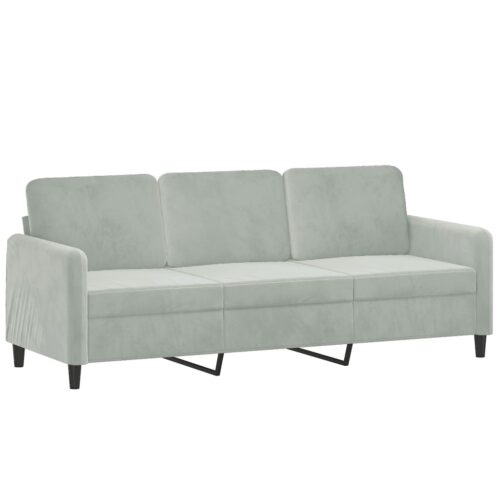 3-Seater Sofa Lounge Couch Armchair Futon Chair Velvet Fabric Light Grey 180cm