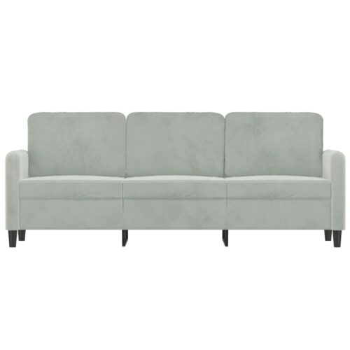 3-Seater Sofa Lounge Couch Armchair Futon Chair Velvet Fabric Light Grey 180cm - Image 3