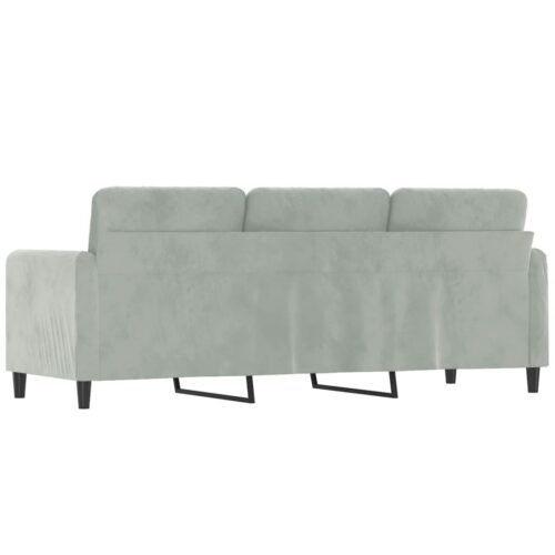 3-Seater Sofa Lounge Couch Armchair Futon Chair Velvet Fabric Light Grey 180cm - Image 5
