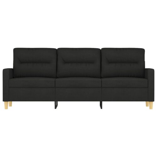 3-Seater Sofa Black 180cm Fabric - Image 3