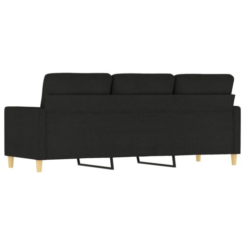 3-Seater Sofa Black 180cm Fabric - Image 5
