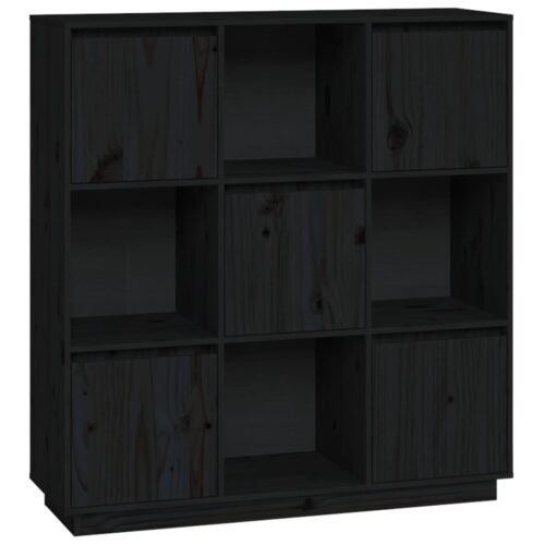 Highboard Black 110.5x35x117cm Solid Wood Pine - Image 2