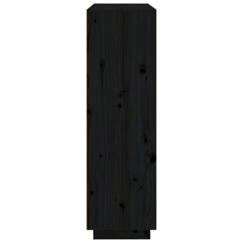Highboard Black 110.5x35x117cm Solid Wood Pine - Image 4