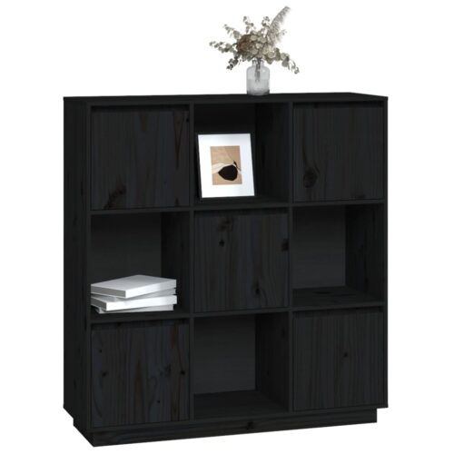 Highboard Black 110.5x35x117cm Solid Wood Pine - Image 7
