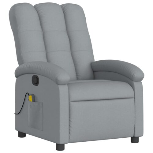 Massage Recliner Chair Light Grey Fabric - Image 3