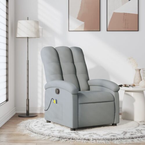 Massage Recliner Chair Light Grey Fabric - Image 12