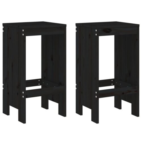 3-Piece Garden Bar Set Black Wood Timber Outdoor Patio Furniture Pine - Image 3