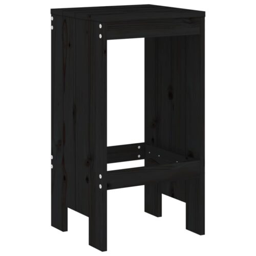 3-Piece Garden Bar Set Black Wood Timber Outdoor Patio Furniture Pine - Image 4