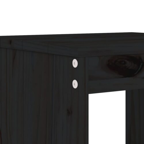 3-Piece Garden Bar Set Black Wood Timber Outdoor Patio Furniture Pine - Image 5
