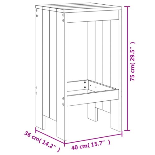 3-Piece Garden Bar Set Black Wood Timber Outdoor Patio Furniture Pine - Image 10
