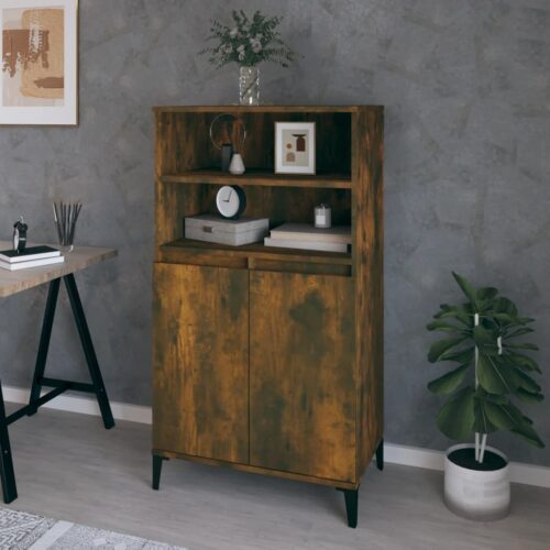 Highboard Smoked Oak 60x36x110cm Engineered Wood - Image 11