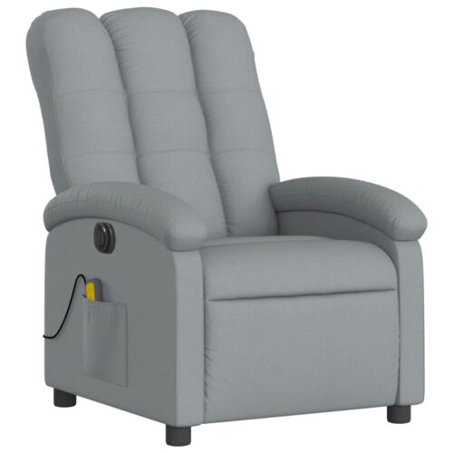 Electric Massage Recliner Chair Light Grey Fabric - Image 3