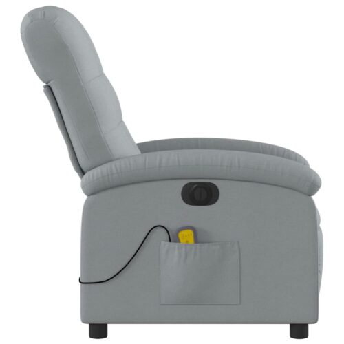 Electric Massage Recliner Chair Light Grey Fabric - Image 9