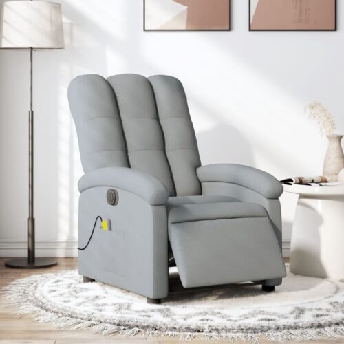 Electric Massage Recliner Chair Light Grey Fabric - Image 12