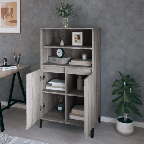Highboard Grey Sonoma 60x36x110cm Engineered Wood - Image 6