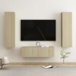 3-Piece TV Cabinet Entertainment Unit Stand Storage Table Cupboard Shelf Oak