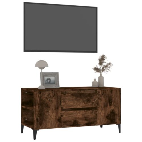 TV Cabinet Smoked Oak 102x44.5x50cm Engineered Wood - Image 4