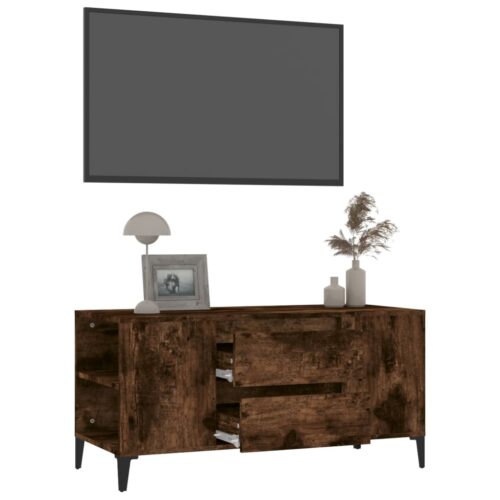 TV Cabinet Smoked Oak 102x44.5x50cm Engineered Wood - Image 5