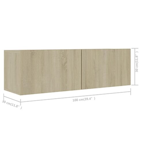 3-Piece TV Cabinet Entertainment Unit Stand Storage Table Cupboard Shelf Oak - Image 8