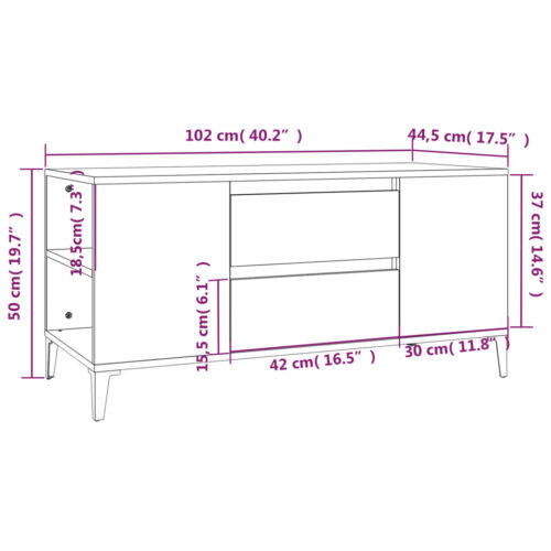 TV Cabinet Smoked Oak 102x44.5x50cm Engineered Wood - Image 10
