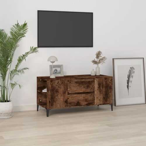 TV Cabinet Smoked Oak 102x44.5x50cm Engineered Wood - Image 12
