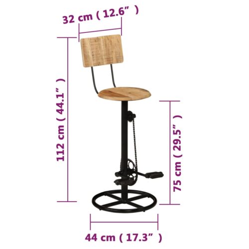 Bar Stools 2pcs Solid Wood Mango - Image 10