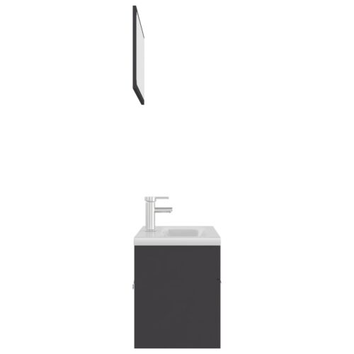 Bathroom Furniture Set Grey Engineered Wood - Image 4
