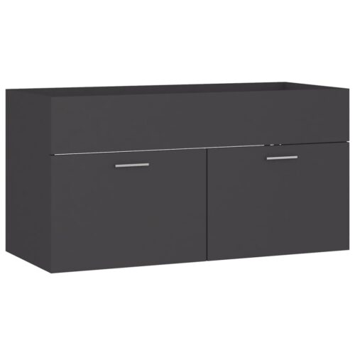 Bathroom Furniture Set Grey Engineered Wood - Image 8