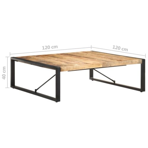 Coffee Table 120x120x40cm Solid Wood Mango - Image 6