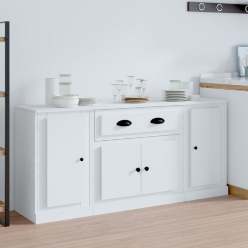 Sideboards 3pcs White Engineered Wood