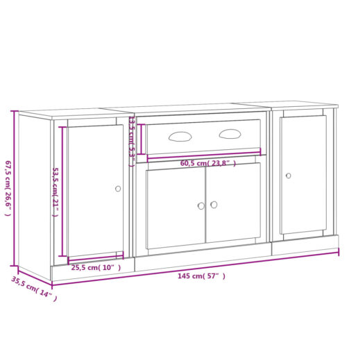 Sideboards 3pcs White Engineered Wood - Image 9