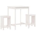 3-Piece Garden Bar Set White Wood Timber Outdoor Patio Furniture Pine